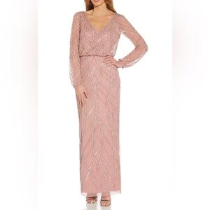 Adrianna Papell Blush Sequin Long Sleeve Dress